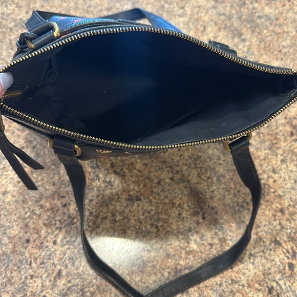 Fossil Coated Small Gift Print Shopper Purse Double Handles Zipper Closure - Picture 10 of 16